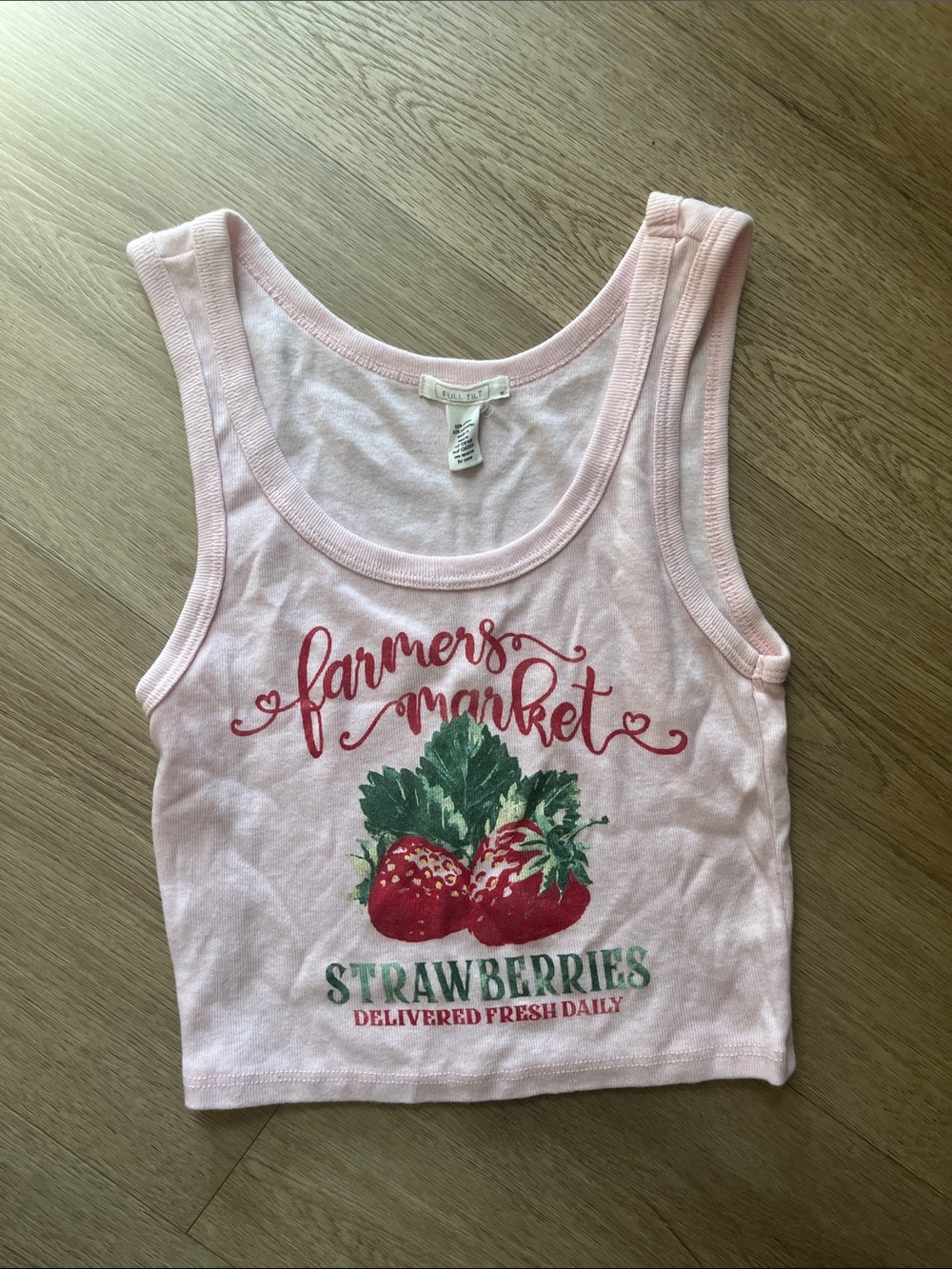 Full Tilt Pink Strawberry Graphic Tank Top